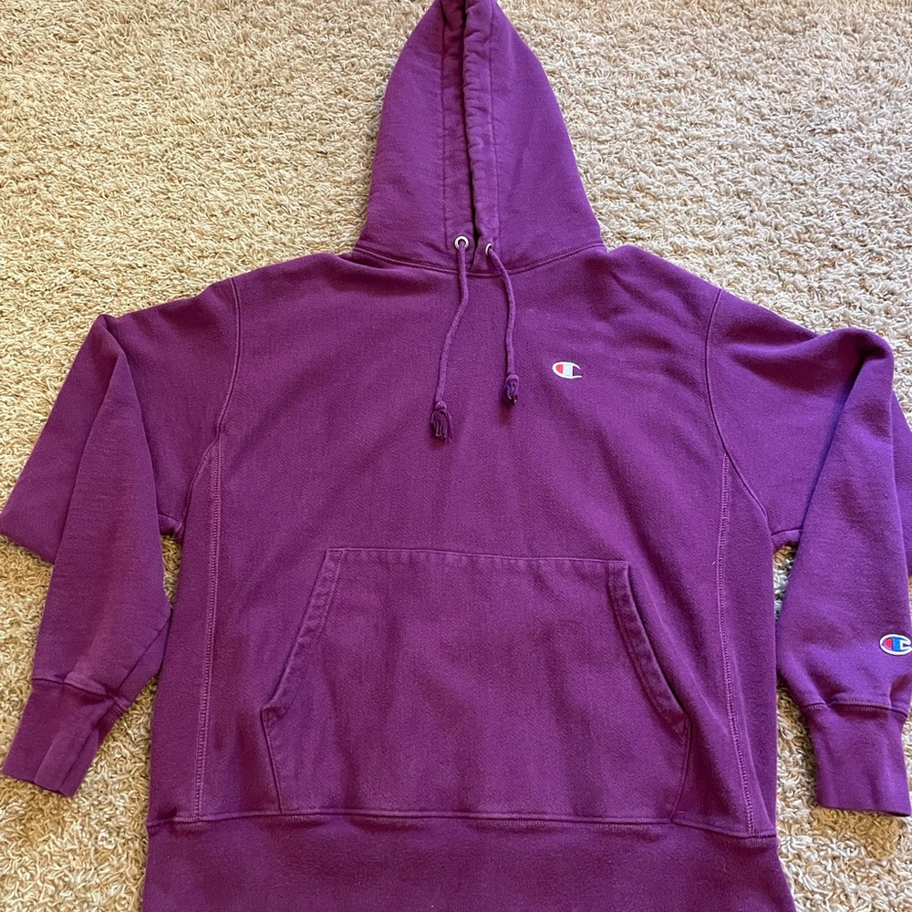 large purple/maroon champion sweatshirt
